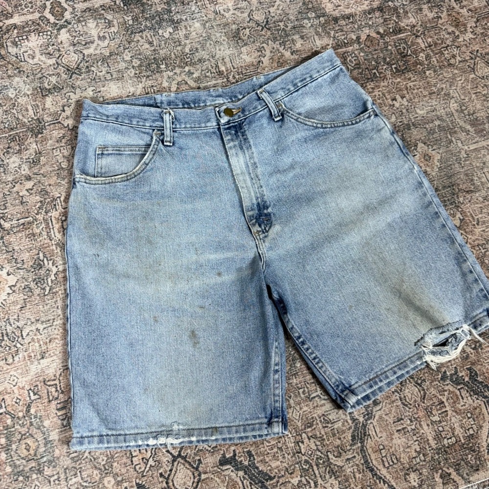 Vintage Wrangler Baggy Jorts Blue Sz 36 Faded & Distresed
